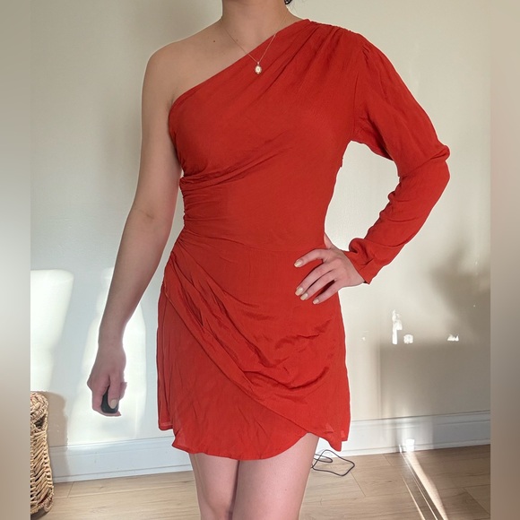 Anthropologie Dresses & Skirts - Anthropologie Red One Shoulder Bodycon Cocktail Dress